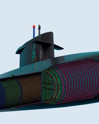 Model van de sterkte van de drukhuid van een onderzeeboot