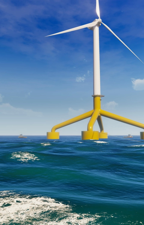 Gravity base: floating wind turbines